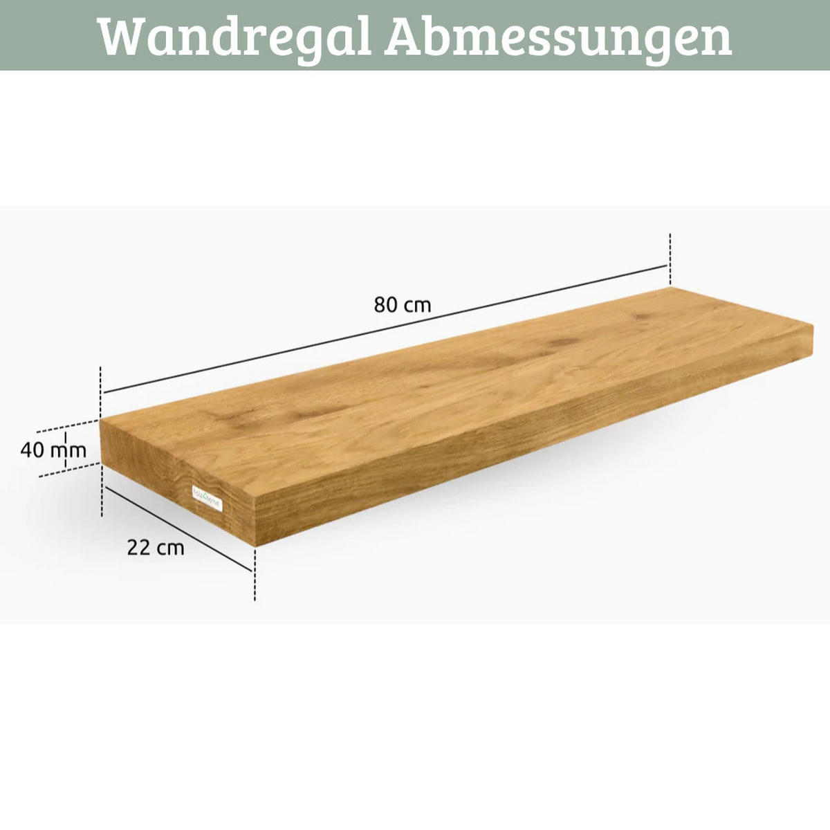 WANDREGAL Holz schwebend KYLO Eichenholz Massiv 80x22x4 cm - Braun, Holz (80/4/22cm) - DELUKE