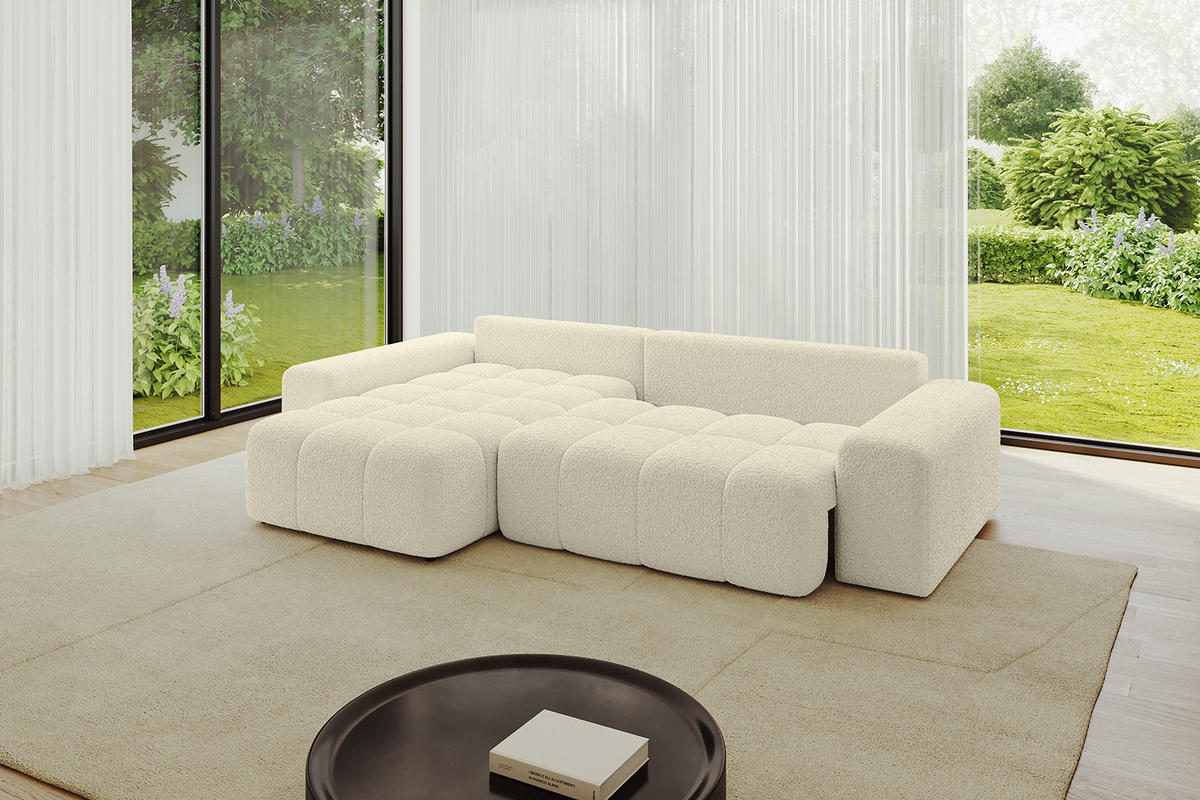 ECKSOFA Ottomane links/rechts ENIL-L 290x175x84 Beige Bouclé - Beige, Holzwerkstoff/Kunststoff (290/175cm) - ALTDECOR