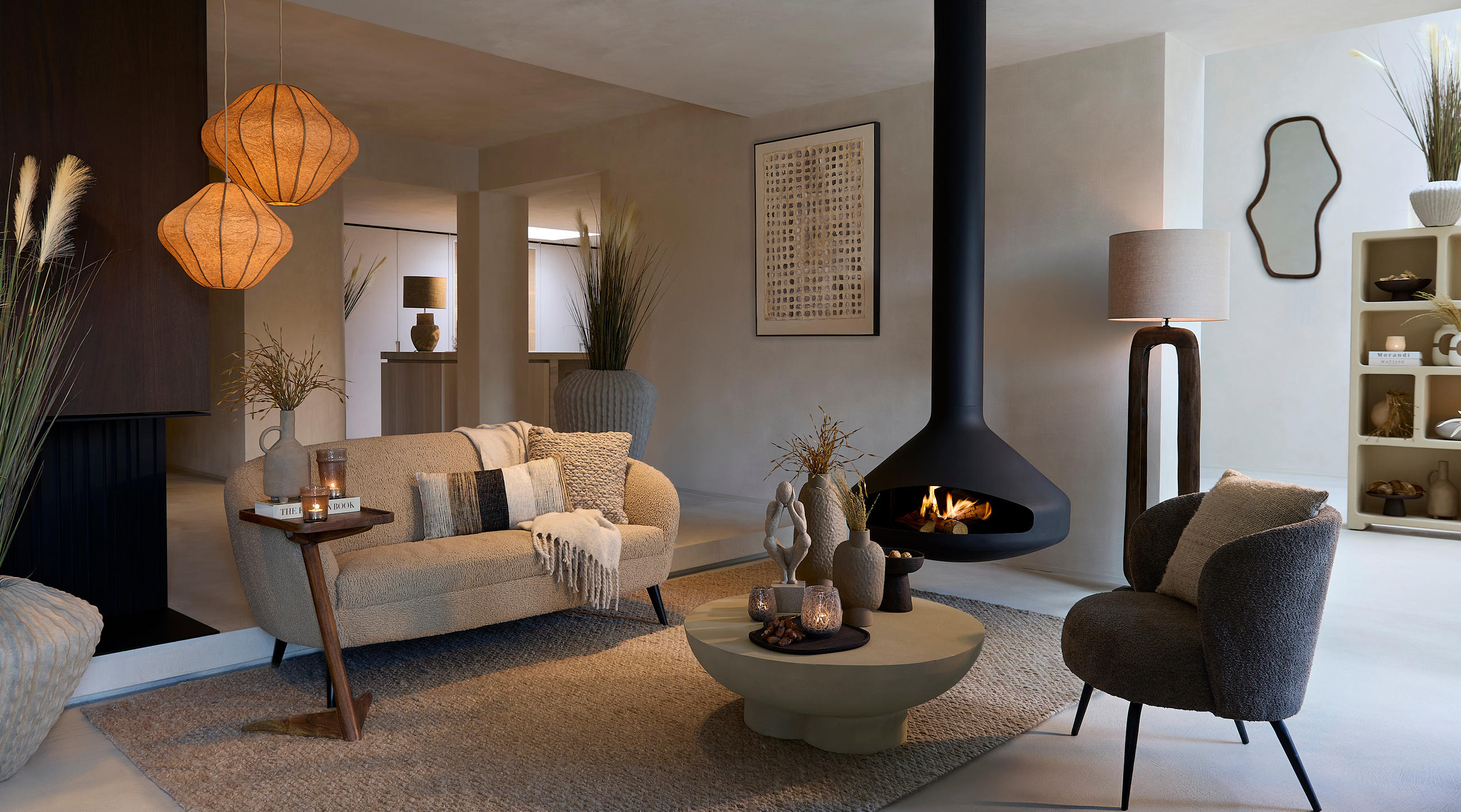 Thumbnail - Light & Living Hängelampe, Hellbraun, Textil, Rund, 50x40.5x50 cm, CE, Lampen & Leuchten, Innenbeleuchtung, Hängelampen,...