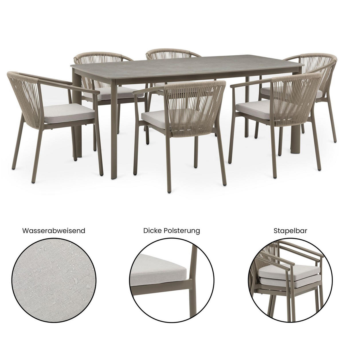GARTENMÖBELSET TAVALO - Champagner, Textil/Metall - IDIMEX