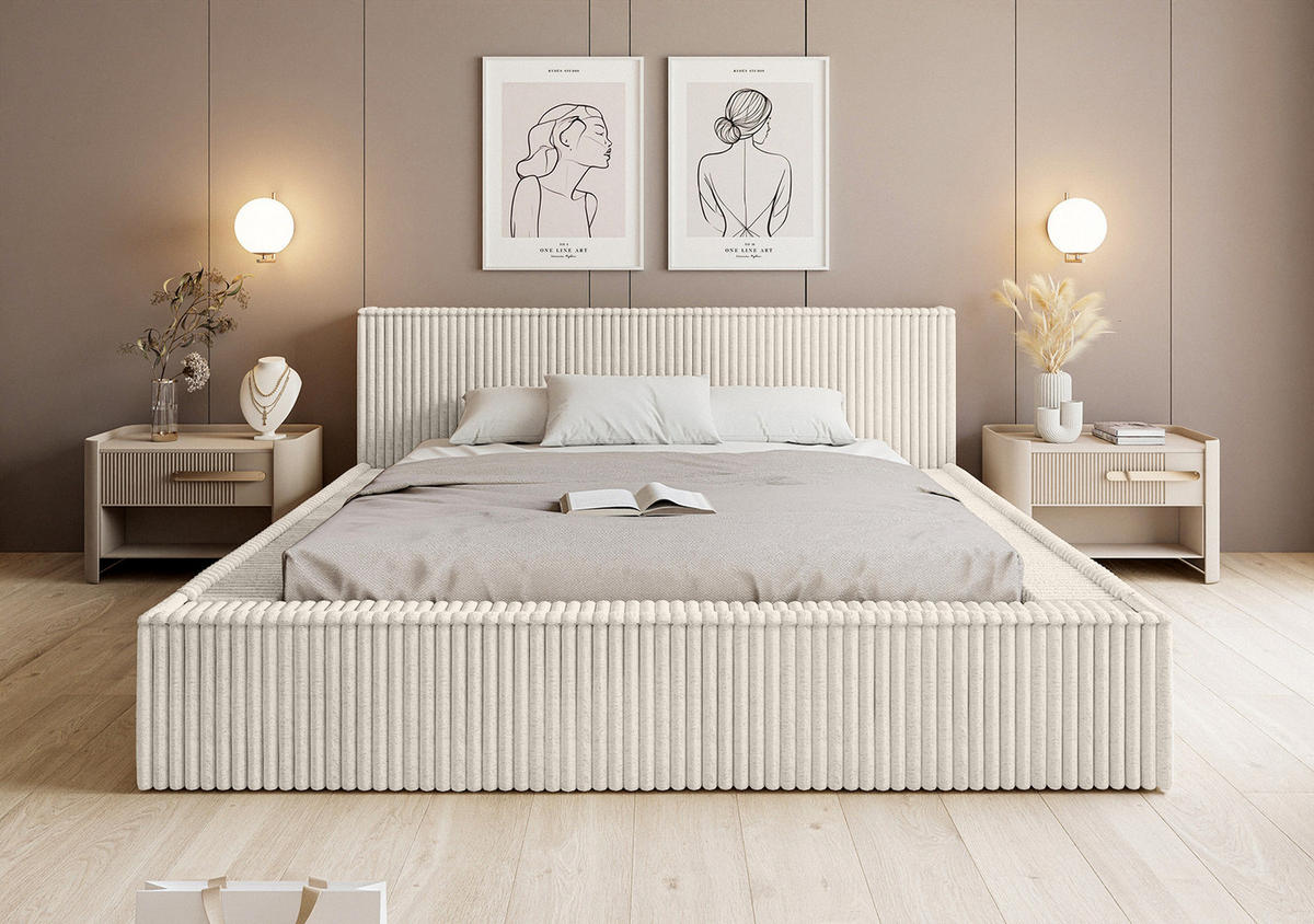 POLSTERBETT ALENZO 180x200 cm, Weiß - Weiß, Textil (200/180cm) - Fedve