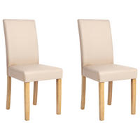 ÉTKEZŐSZÉK 2 darabos Szett Műbőr Bézs Broadway - bézs, textil/fa (43/95/61cm) - Beliani
