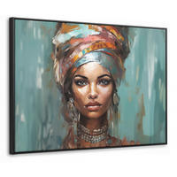 LEINWAND Bilder mit Rahmen - Frau - Kunst - Schmuck - Porträt - 70x50 - Blaugrau, Textil (70/50cm) - MuchoWow