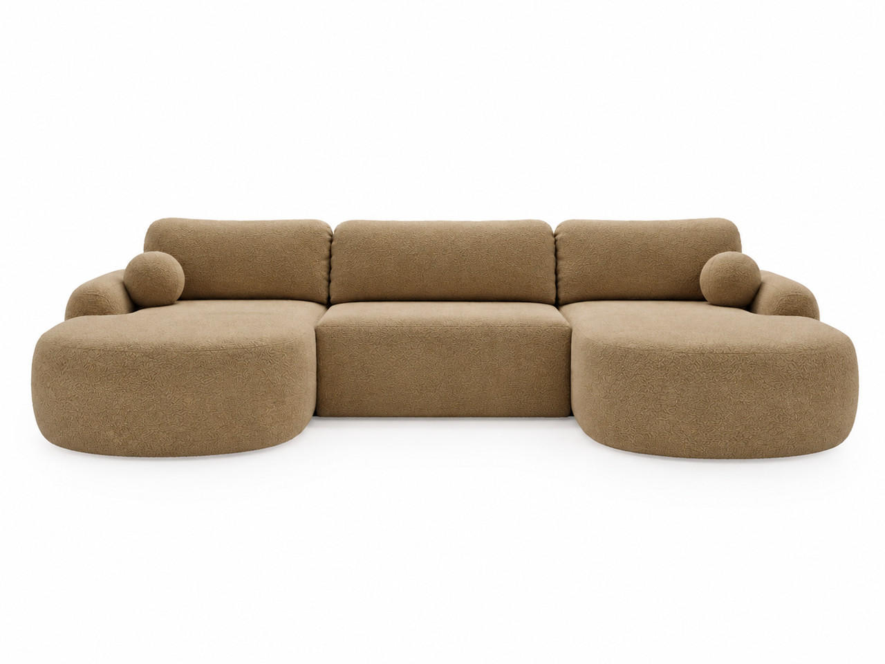 ECKSOFA Aurio U Bouclé-Stoff Hellbraun - Hellbraun/Schwarz, Kunststoff/Textil (347/177cm) - Graingold
