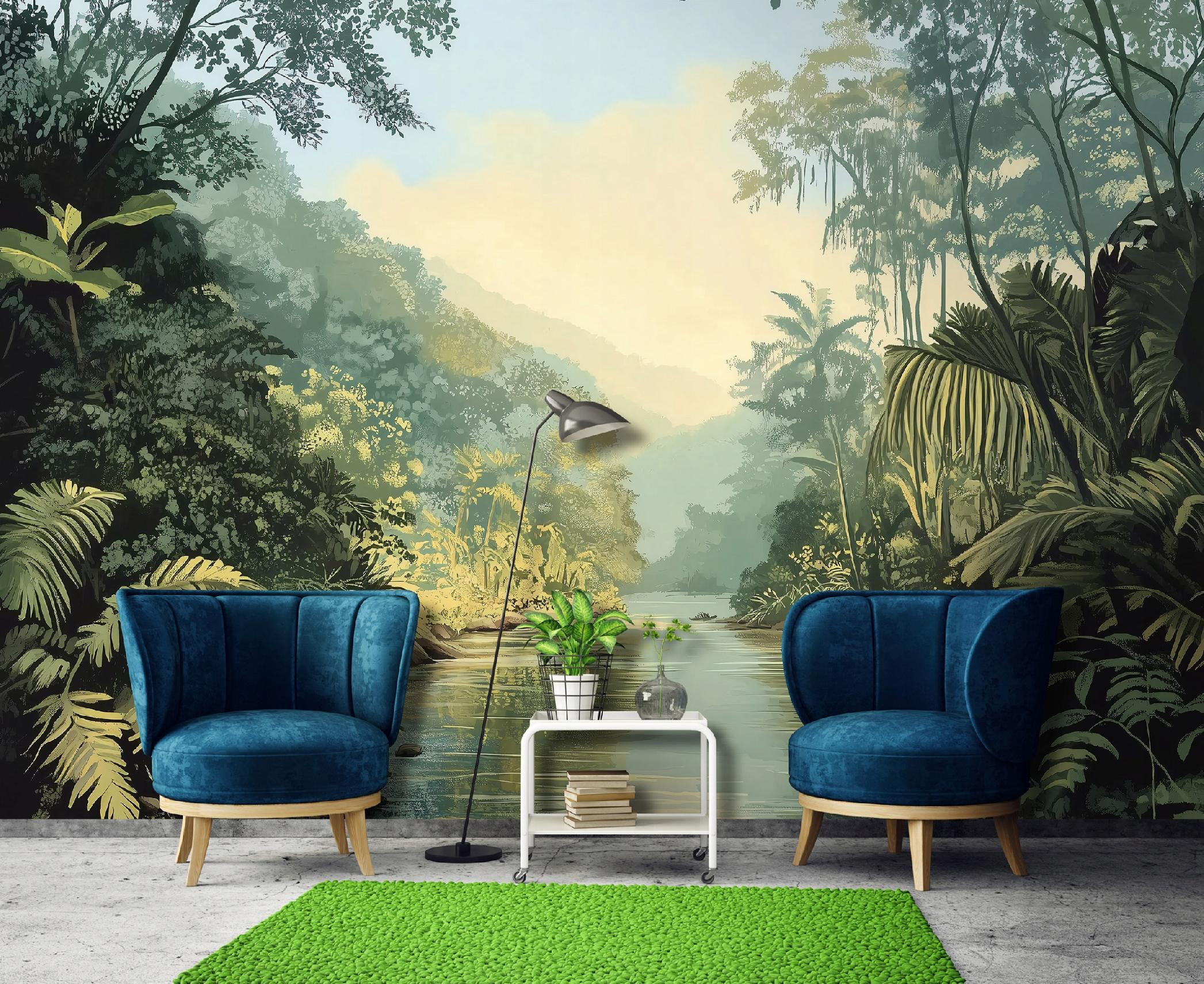 FOTOTAPETE Dschungel Natur Tapete Wohnzimmer Schlafzimmer 200x140 - Grün, Papier (200/140cm) - Wallarena