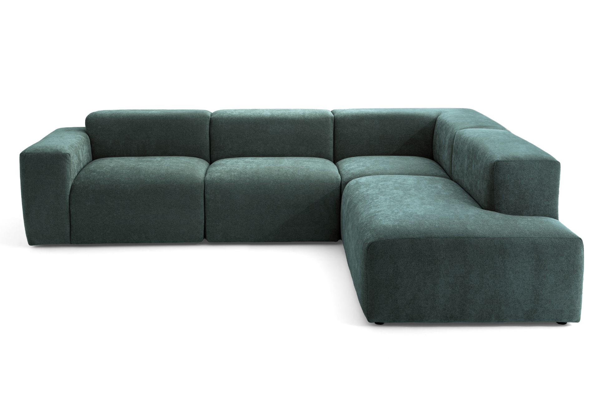 4-SITZER modulares Ecksofa HEAVEN SET 2 Rechts, Breite 300 cm Webstoff Dunkelgrün - Dunkelgrün/Schwarz, Holz/Kunststoff (245/300cm) - Muffo