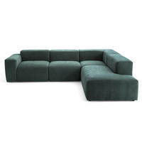 4-SITZER modulares Ecksofa HEAVEN SET 2 Rechts, Breite 300 cm Webstoff Dunkelgrün - Dunkelgrün/Schwarz, Holz/Kunststoff (245/300cm) - Muffo