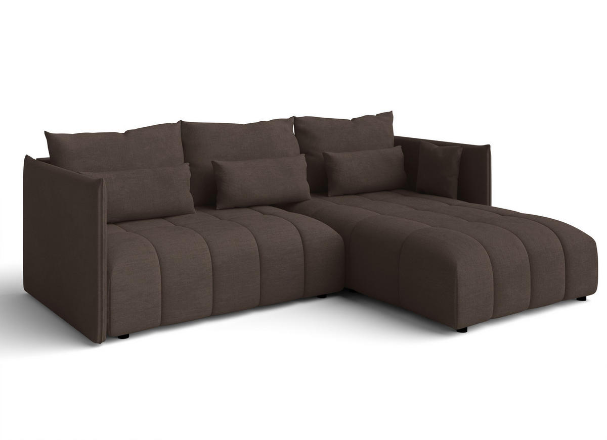 ECKSOFA L Form Cosmova Braun 245/182/83 cm mit Schlaffunktion - Schwarz/Braun, Kunststoff/Textil (245/182cm) - AX Living