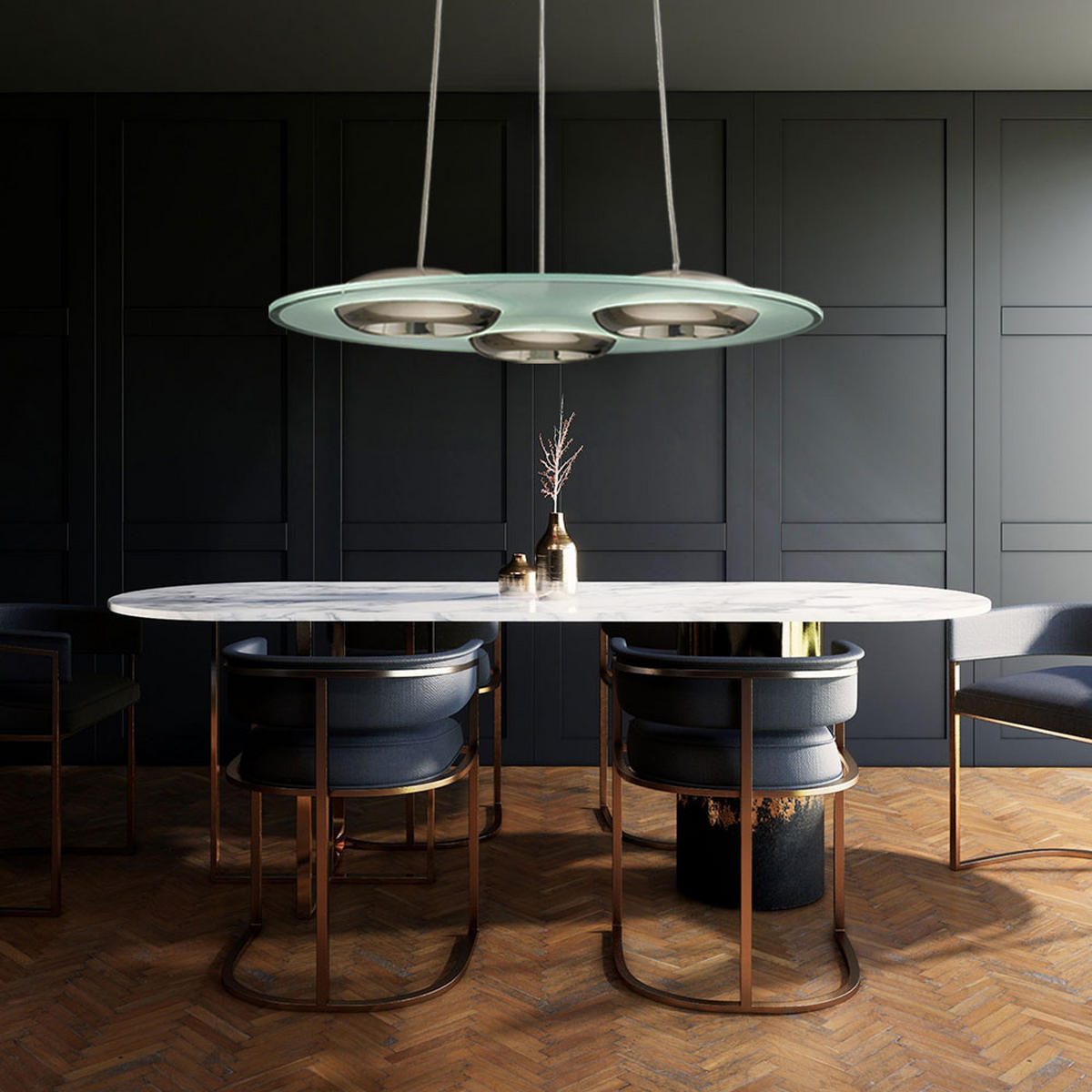 LED HÄNGELEUCHTE BOOTES Silber Glas - Silberfarben, Glas (48/48/110cm)