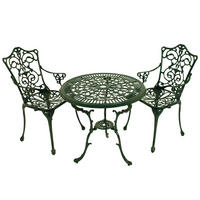 BISTROSET Boulder - Jugendstil - Gartenmöbel Set 3-teilig, Sitzgruppe Aluguss antik dunkelgrün - Grün, Metall - TPFGarden