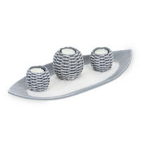 KERZENDEKO - Grau, Naturmaterialien/Holzwerkstoff (7.5cm) - Relaxdays