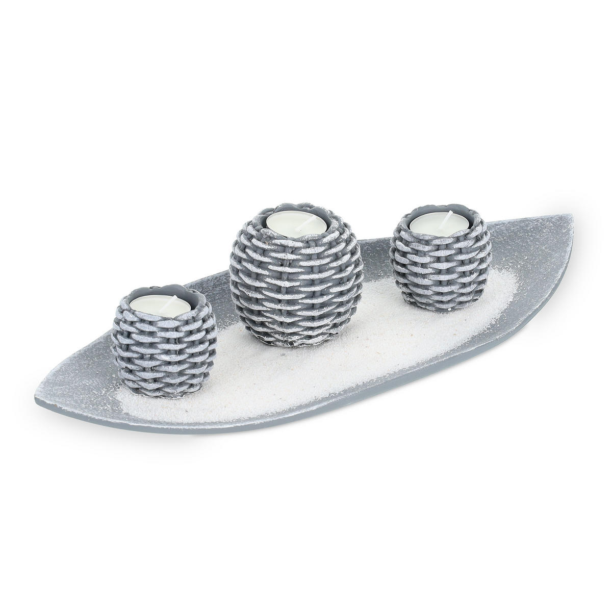 KERZENDEKO - Grau, Naturmaterialien/Holzwerkstoff (7.5cm) - Relaxdays