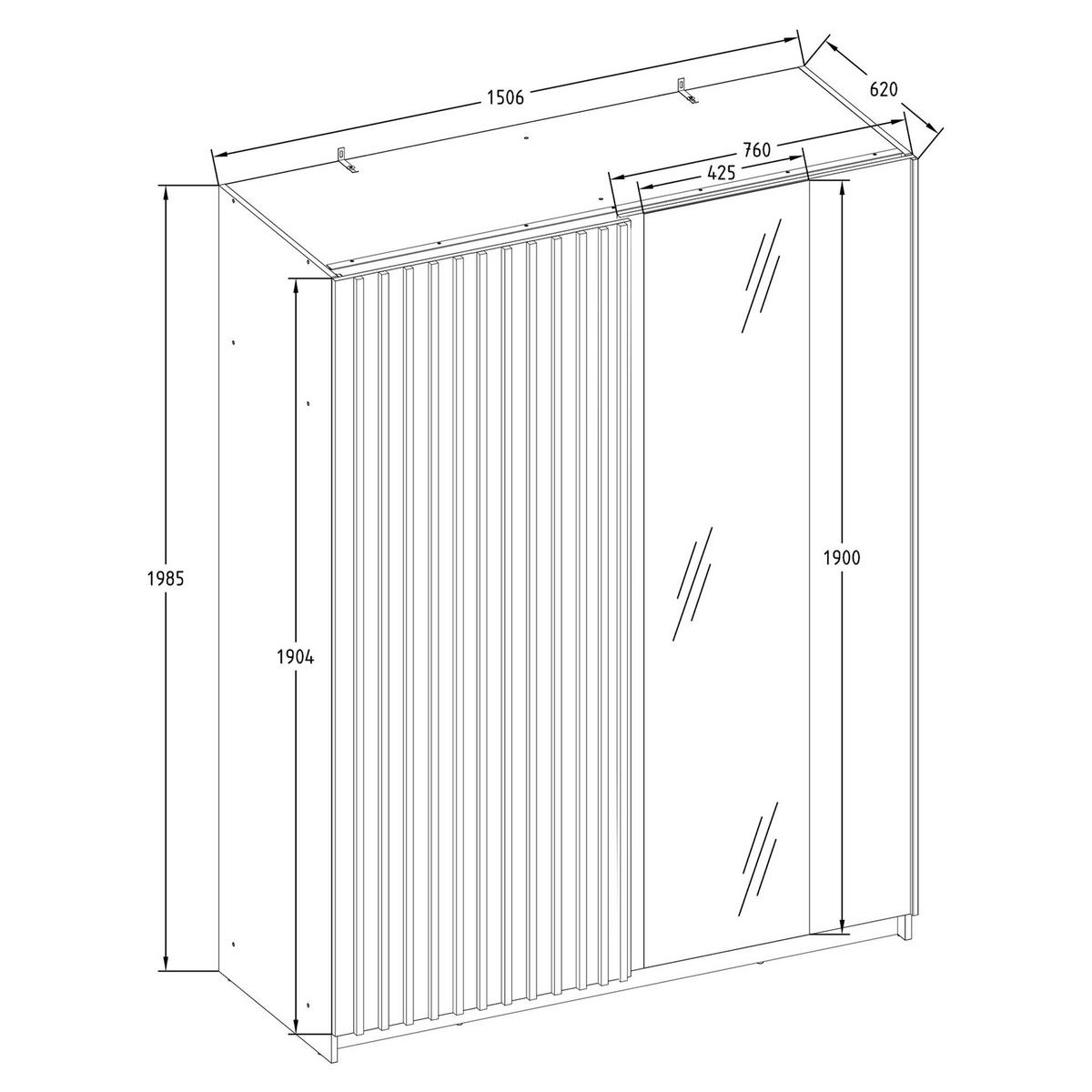 SCHIEBETÜRENSCHRANK CASTARI Weiß / Artisan Eiche - Weiß/Eiche Artisan, Holzwerkstoff (150.6/198.5/62cm) - KONSIMO®