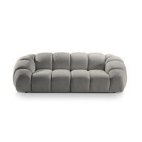 SOFA Diana aus Strukturierter Samt hellgrau 3 Sitzplätze - Hellgrau, Textil (114/72/234cm) - Micadoni