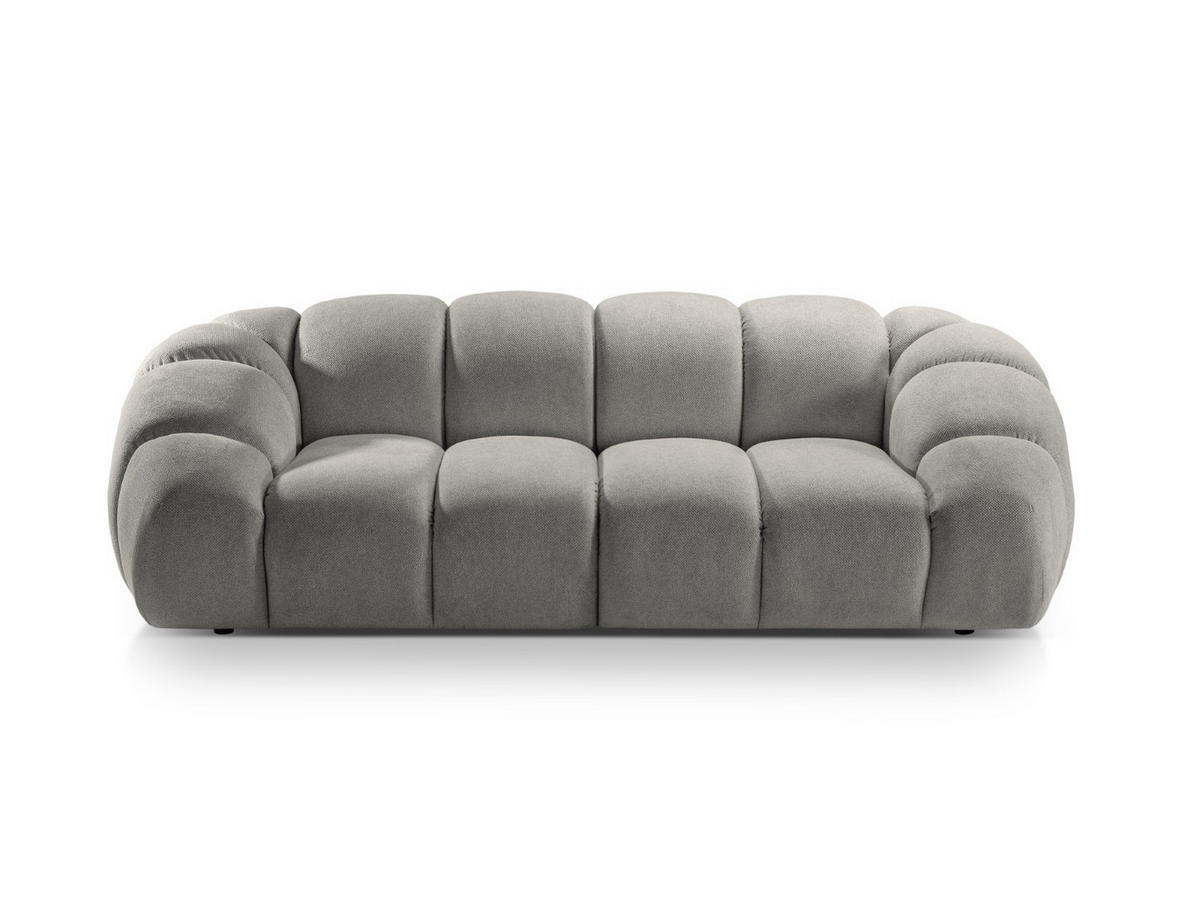SOFA Diana aus Strukturierter Samt hellgrau 3 Sitzplätze - Hellgrau, Textil (114/72/234cm) - Micadoni