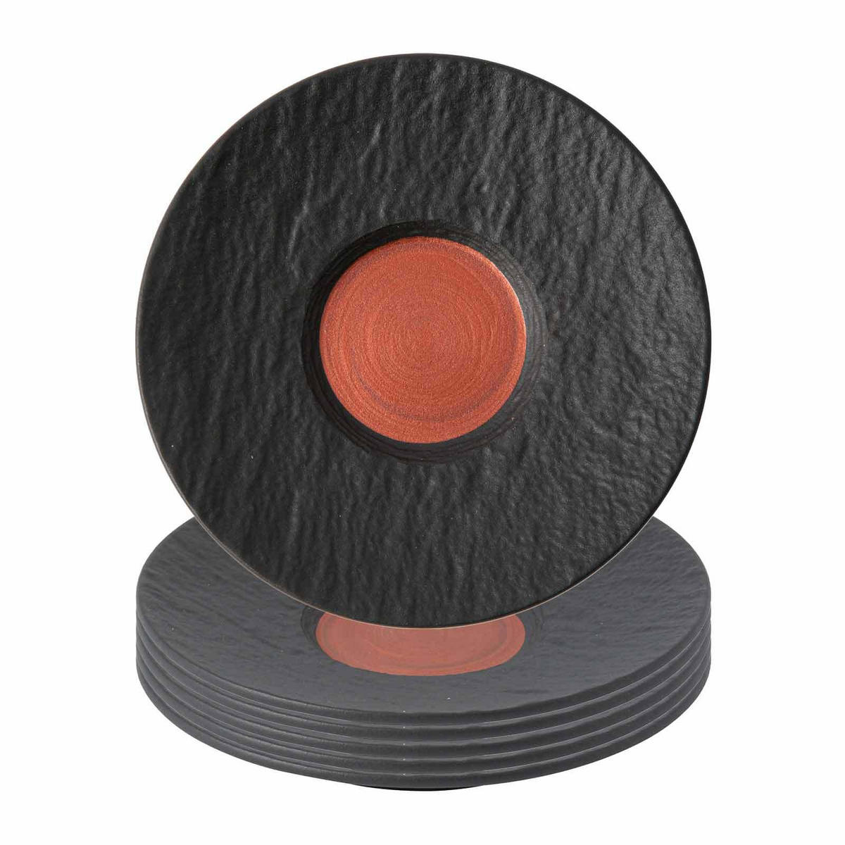 CAFÉ AU LAIT UNTERTASSEN Manufacture Rock Glow schwarz-kupfer ø 17,3 cm 6er Set - Schwarz/Kupferfarben, Keramik (17.3cm) - Villeroy & Boch
