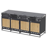 MÜLLTONNENBOX 4er-Set mit Hydraulischem Deckel Holzoptik - Grau, Metall (262/110/79cm) - PARAFTA HOME