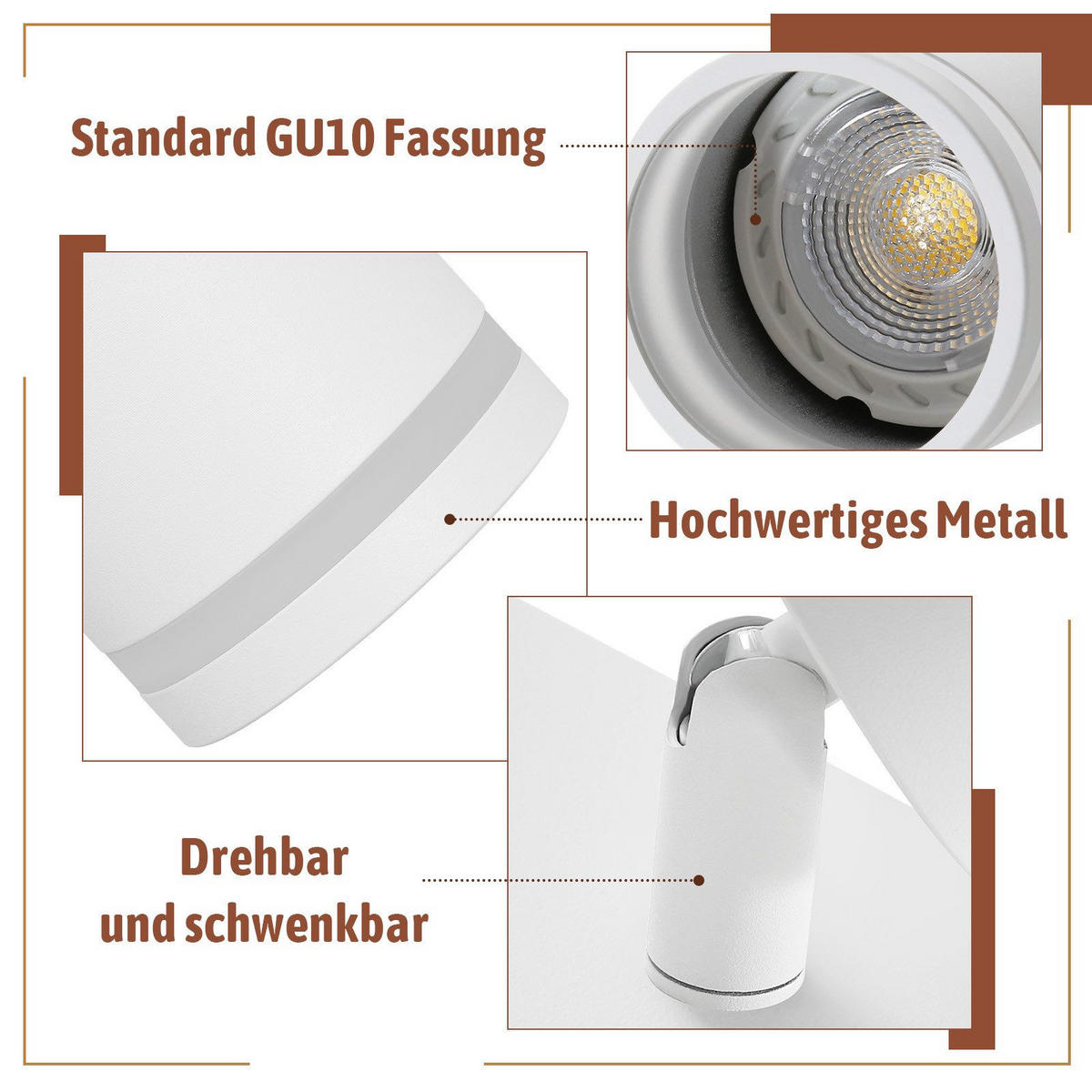 STRAHLER Vilbel 6-flammig 83/5/17 cm - Weiß, Metall (83/5/17cm) - Nettlife