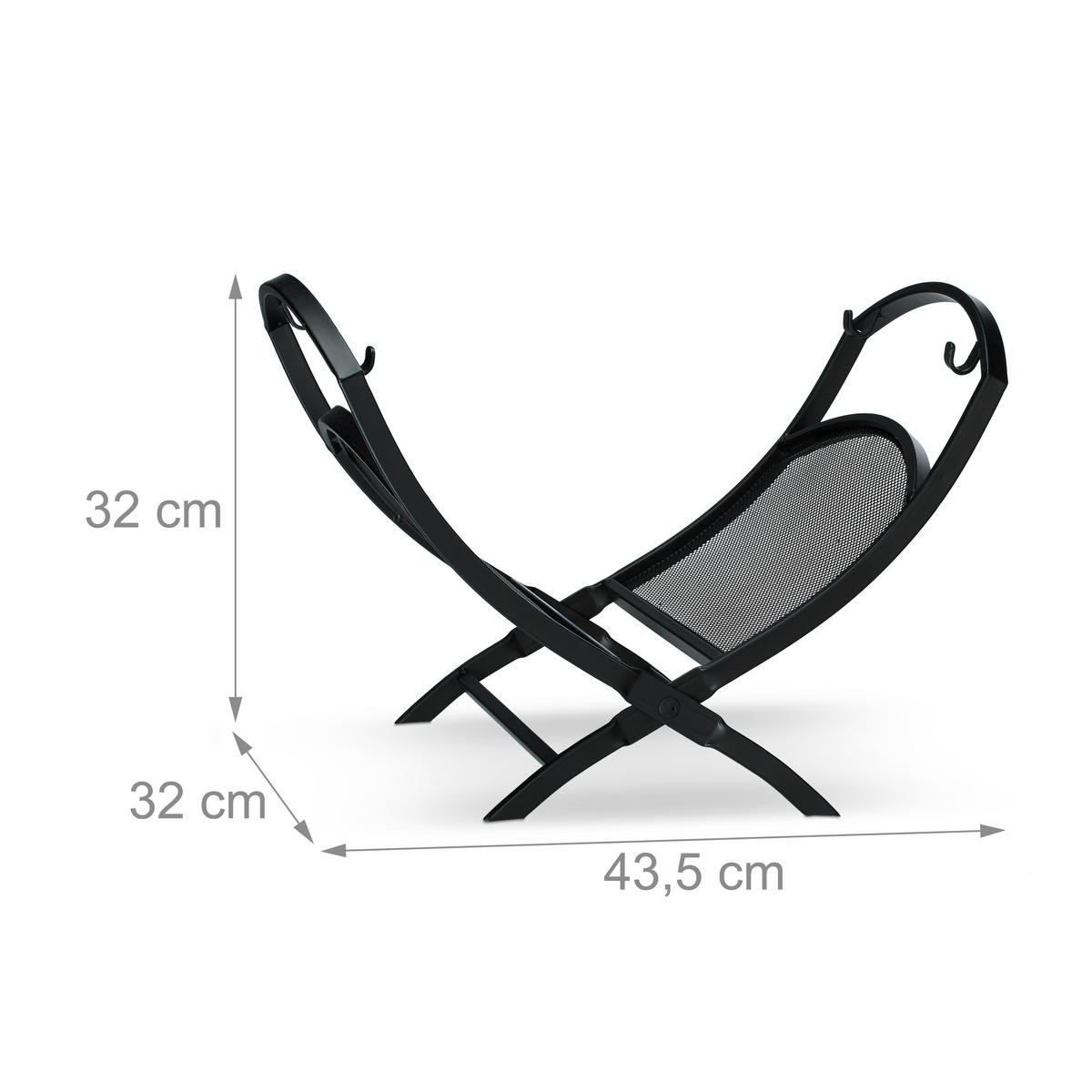 KAMINHOLZKORB - Schwarz, Textil/Metall (43.5/32/32cm) - Relaxdays