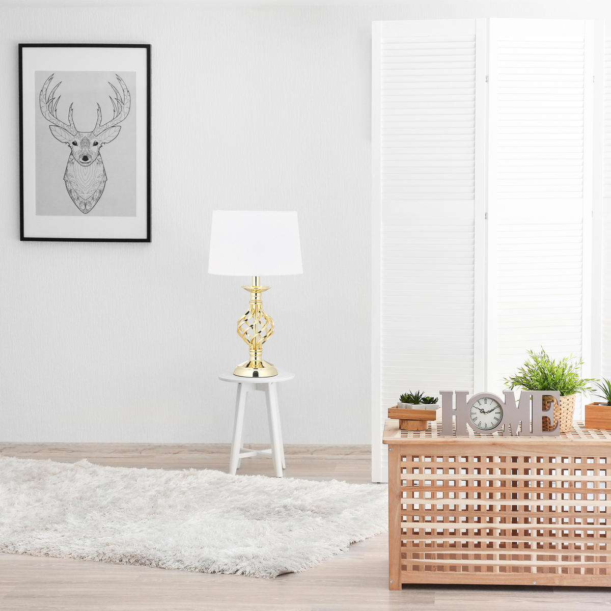 TISCHLAMPE - Goldfarben, Kunststoff/Textil (25/25/43.5cm) - Relaxdays