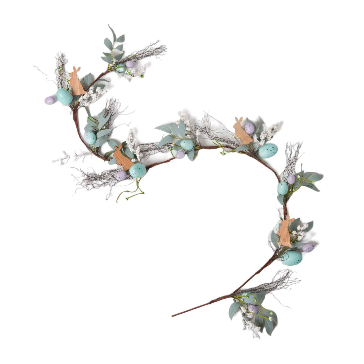 OSTERDEKO Girlande mit Ostereiern & Hasen, 140 cm - Flieder, Kunststoff (20/140/140cm) - Homescapes