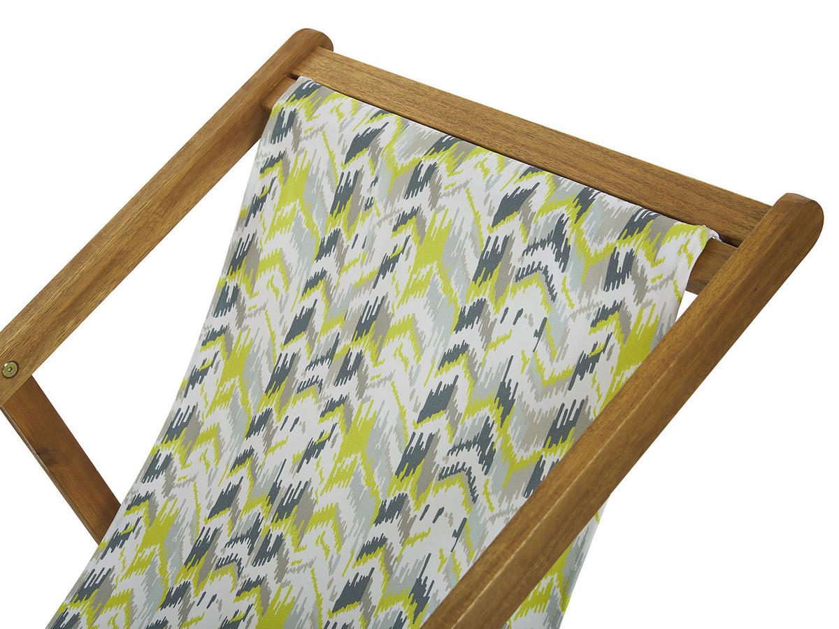 GARTENLIEGE 2er-Set hellbraun Textil weiß/gelb ZickZack-Muster Anzio - Hellbraun/Goldfarben, Textil (54/70/97cm) - Beliani
