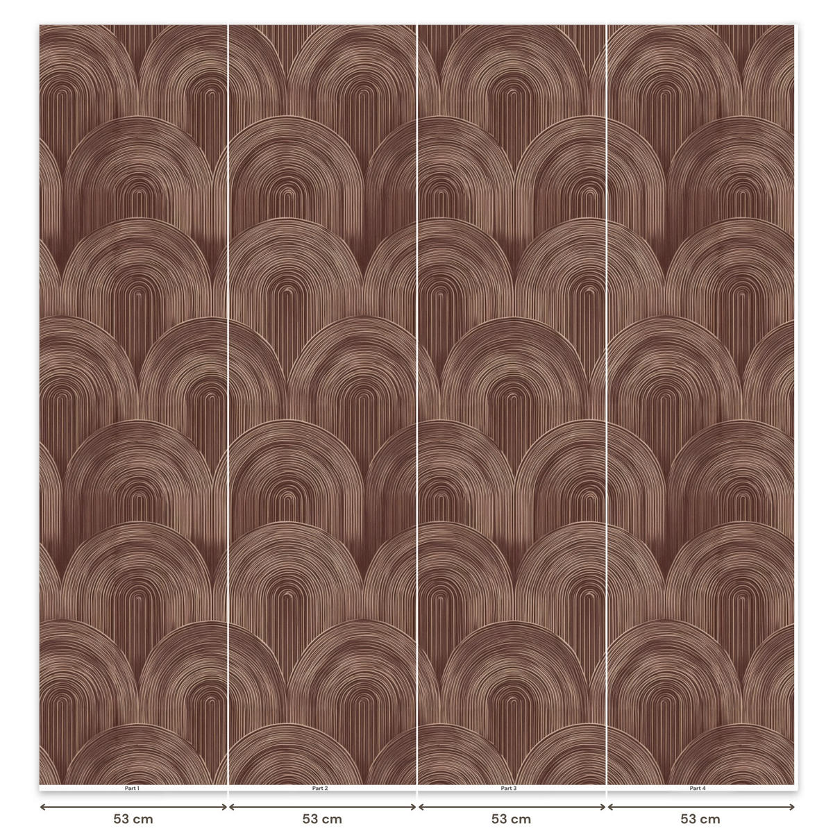 TAPETE - Rhythmic - Aufschlag - Braun - 200x200 cm - Dunkelbraun, Papier (200/200cm) - OnlyWow