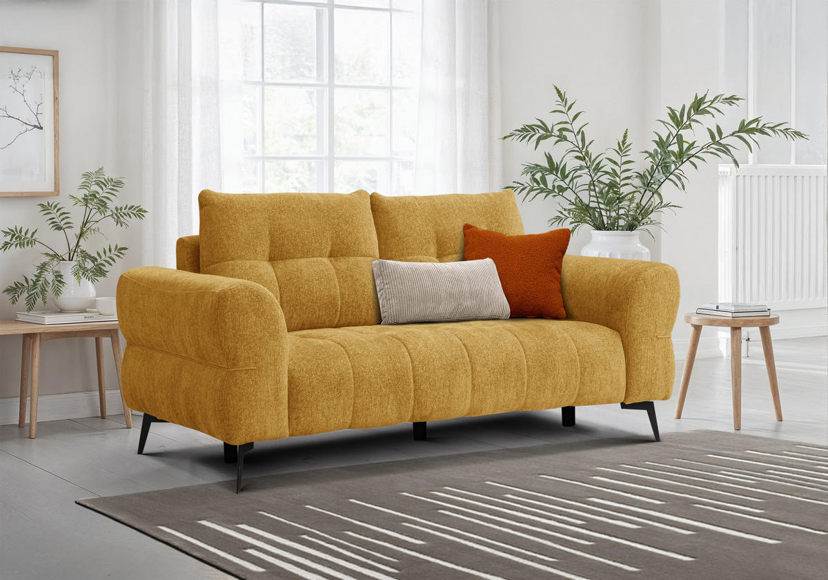 SOFA SALVINI 2,5-Sitzer, gelb - Gelb, Holz/Textil (206/88/99cm) - Courtois Laville