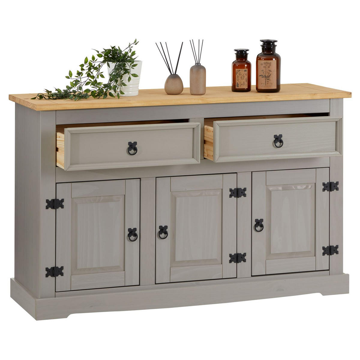 ANRICHTE TEQUILA - Braun/Grau, Holz (133/85/44cm) - IDIMEX