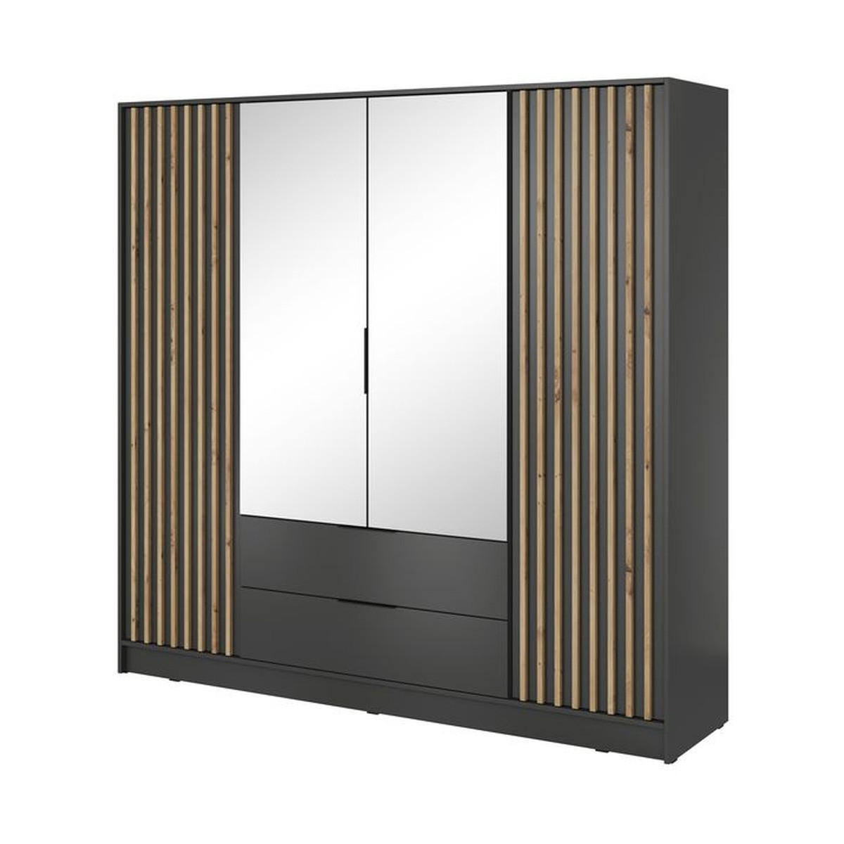 KLEIDERSCHRANK – 206 cm – Nelly – Graphitfarben - Graphitfarben, Holzwerkstoff (206/200/51cm) - hi-markt