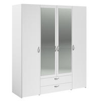 KLEIDERSCHRANK Daily 3 in Weiß 160 x 185 x 51 cm (BxHxT) – Kleiderschrank 4 türig mit Spiegel - Weiß, Holzwerkstoff (160/185/51cm)