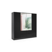 KLEIDERSCHRANK NOA - 200 cm - Schwarz - Schwarz, Holzwerkstoff (200/200/51cm) - ALTDECOR