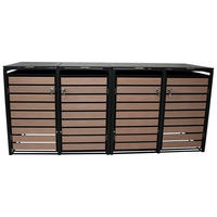 MÜLLTONNENVERKLEIDUNG Liverpool - Mülltonnenbox für 4 - in Holzoptik - , Stahl pulverbeschichtet verzinkt, anthrazit - Grau, Metall (264/116/80cm) - TPFGarden