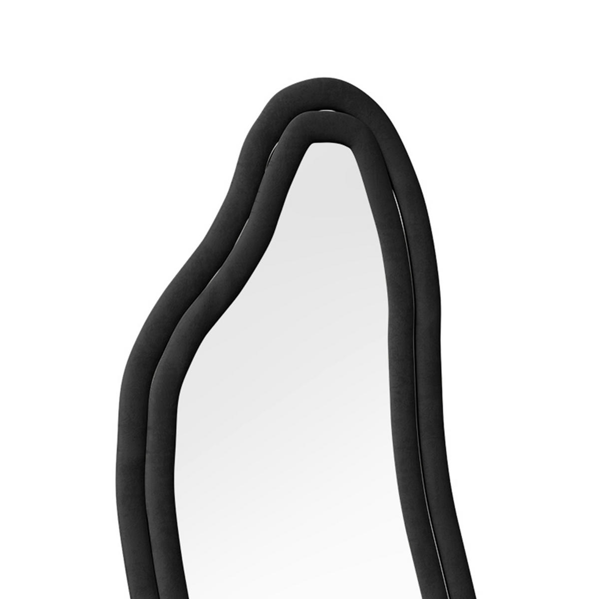 GANZKÖRPERSPIEGEL Wellen-Design mit U-Standfuß & Scharnier 160/50 cm Schwarz - Schwarz, Glas/Holzwerkstoff (50/160/3cm) - Creahappy