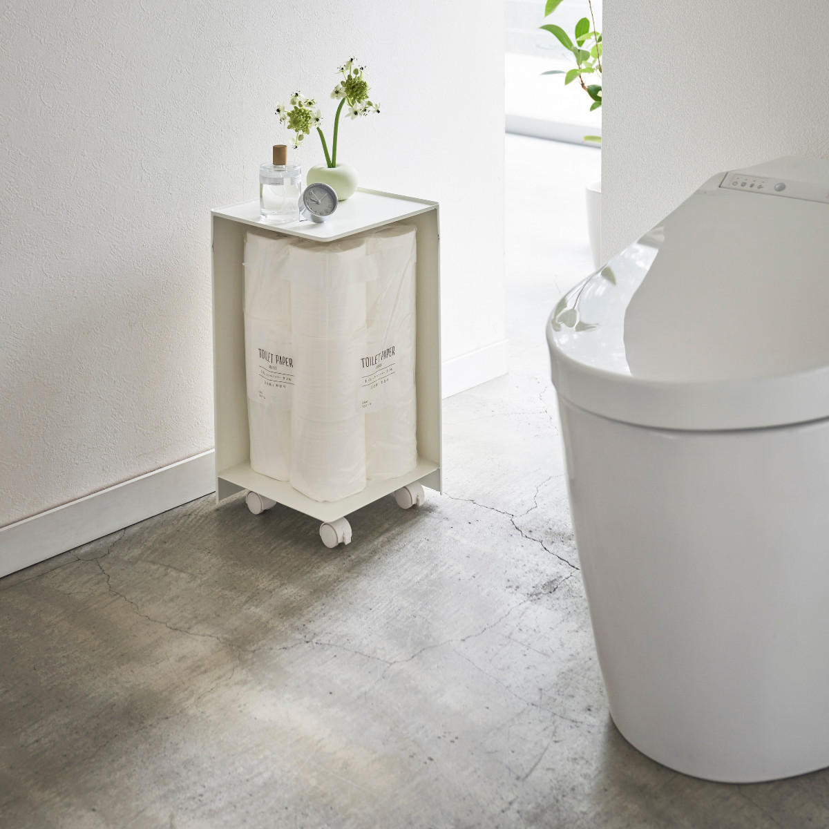 TOILETTENPAPIERHALTER mit rollen - tower 23,5/23,5/43 cm - Weiß, Metall (23.5/43/23.5cm) - Yamazaki