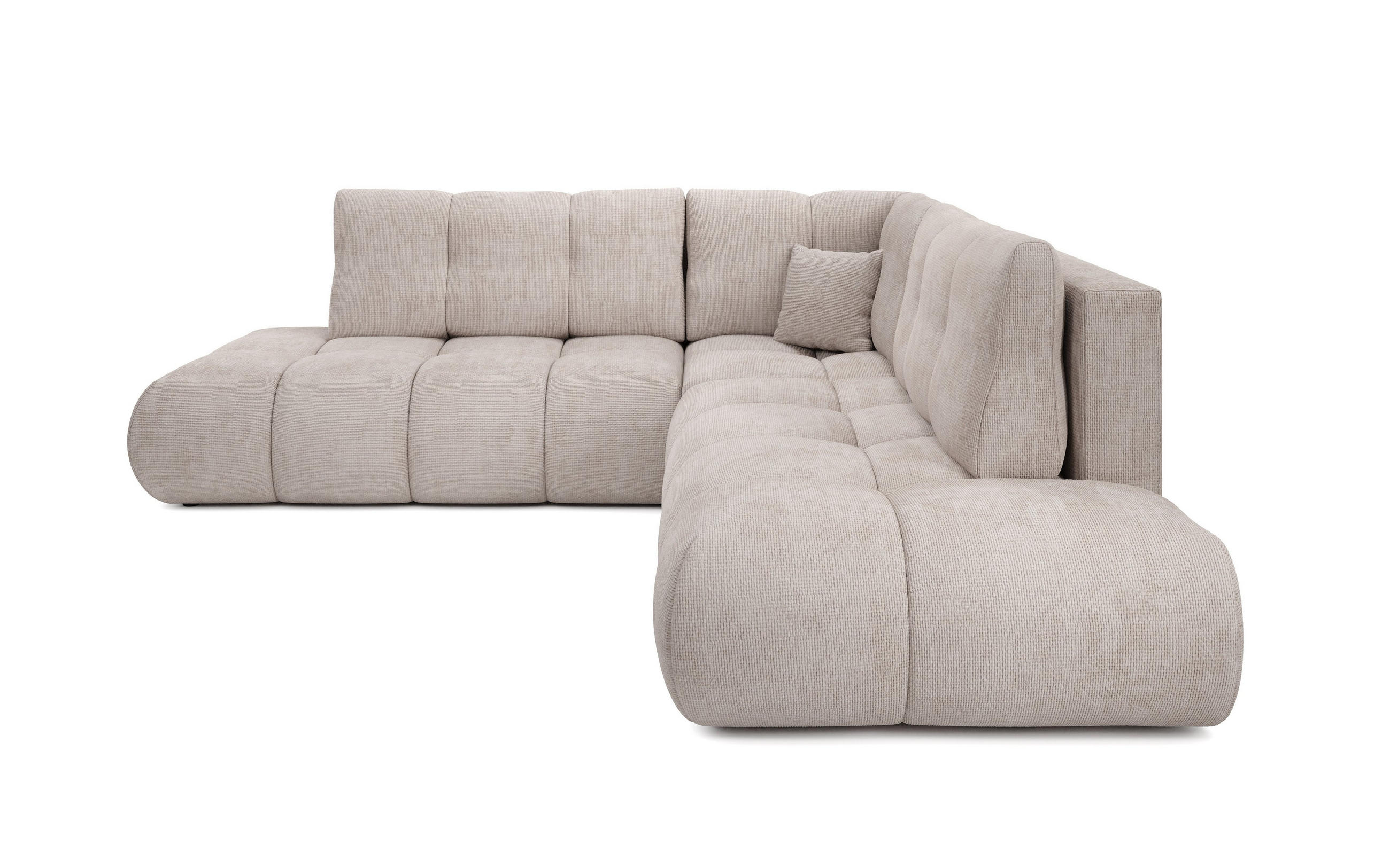 ECKSOFA DUCA II R-S Beige Chenille mit Schlaffunktion - Beige, Holz (266.5/266.5cm) - MASSENO
