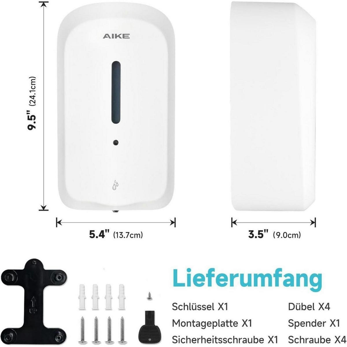 SEIFENSPENDER automatisch Wandmontiert 1000 ml Weiß - Weiß, Kunststoff (14.9/11.2/25.7cm)