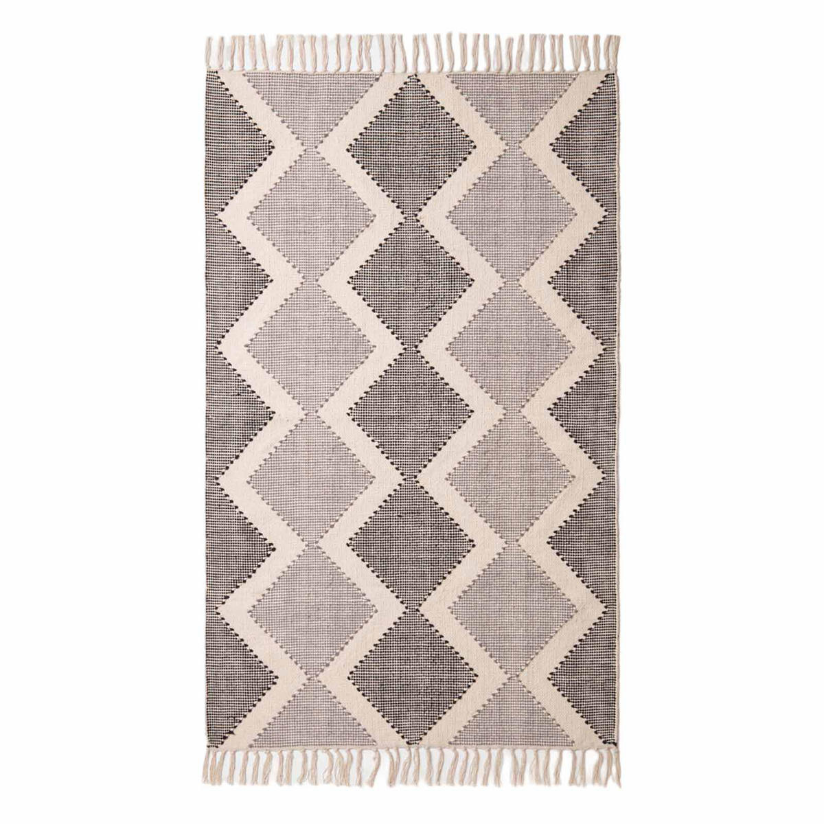 HANDWEBTEPPICH Malmö geometrisch gemustert 90/150 cm - Grau, Textil (90/150cm) - Homescapes