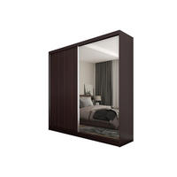 ŠATNÍ SKŘÍŇ S POSUVNÝMI DVEŘMI PATRIZIA, 200/216/61 cm 2dveřová se zrcadlem, dekor wenge - barva Wenge, kompozitní dřevo (200/216/61cm) - MASSENO