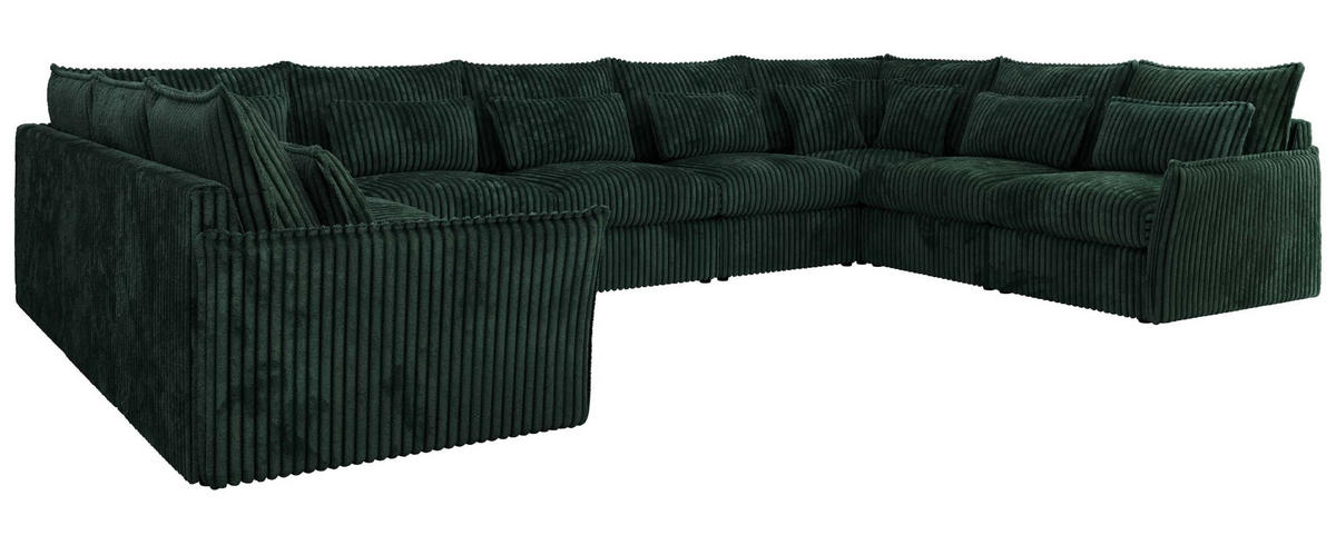 WOHNLANDSCHAFT VERSO U 9M Grün Cord - Schwarz/Grün, Kunststoff/Textil (442/93/270cm) - MKS