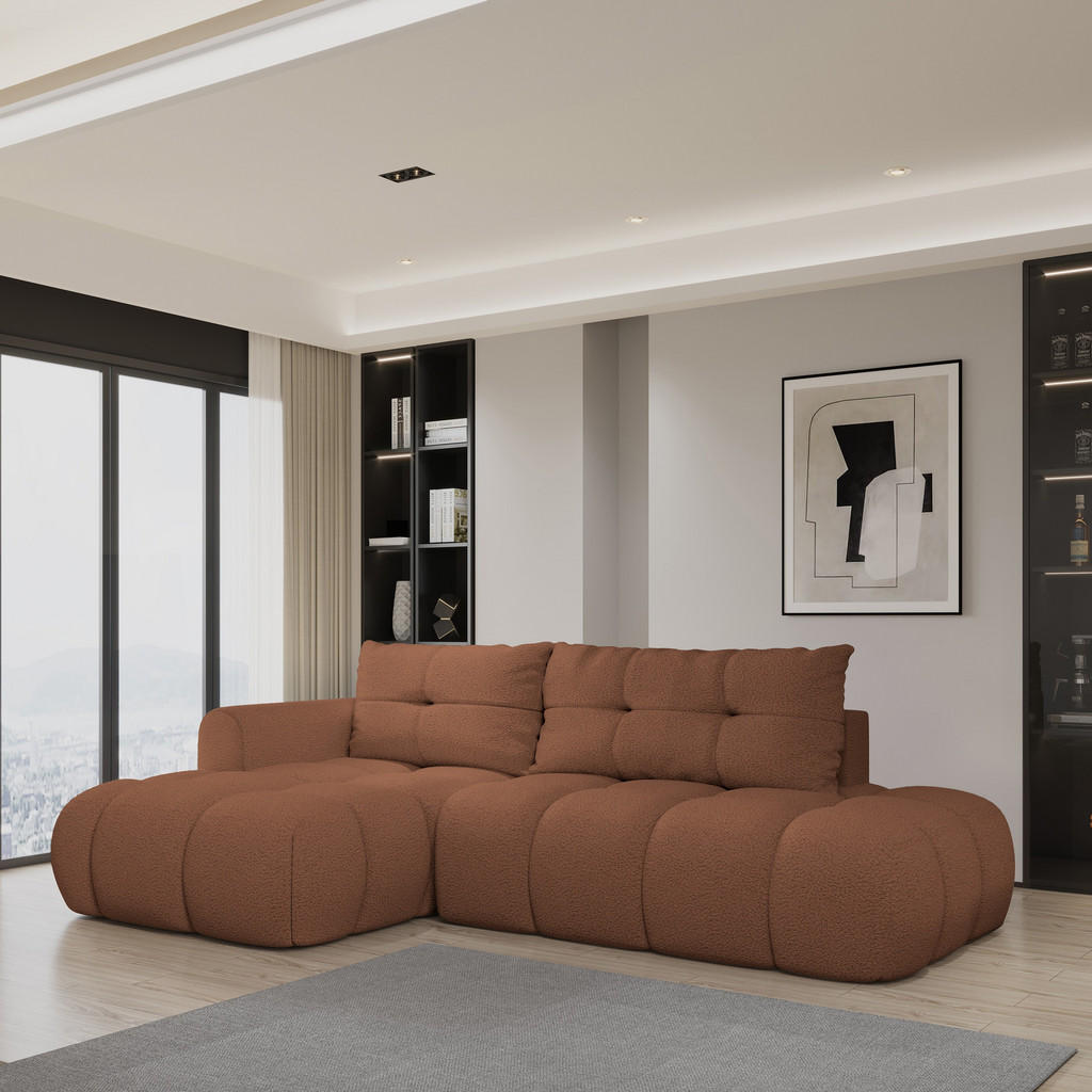 Thumbnail - Masseno Ecksofa, Kupfer, Holz, 4-Sitzer, L-Form,L-Form, 279x158 cm, Wohnzimmer, Sofas & Couches, Wohnlandschaften, Eckso...