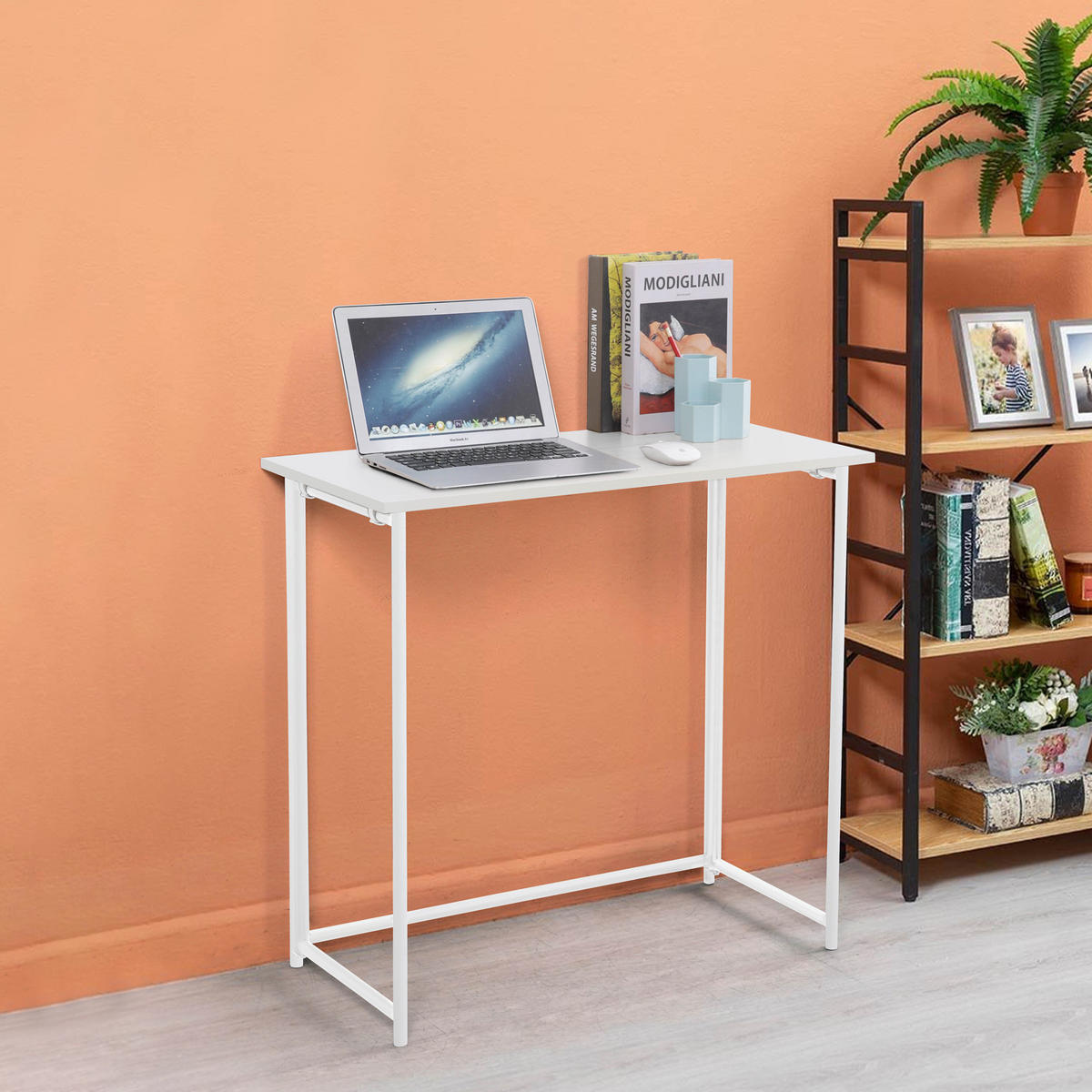 SCHREIBTISCH Klappbar Schmal Platzsparend Mehrzweck-Computertisch 80x40x76cm Weiß - Weiß, Holz (40/80/76cm) - SVITA