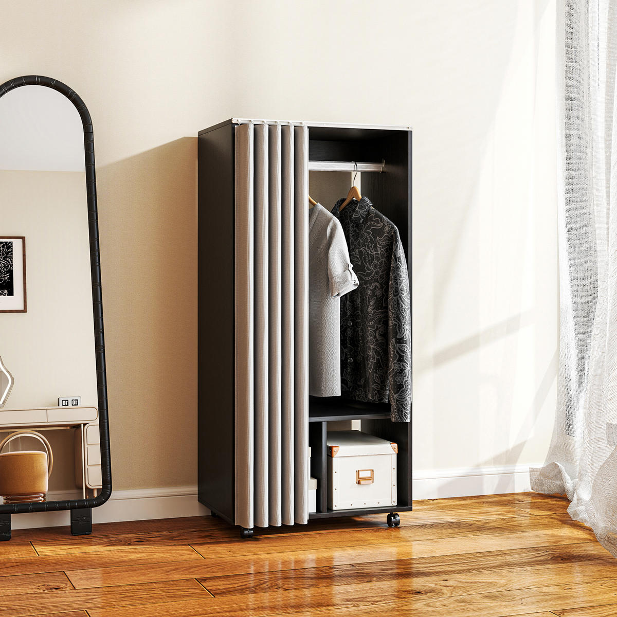 KLEIDERSCHRANK Schwarz 1 Stück - Schwarz, Holzwerkstoff (40/128/60cm) - GiPP