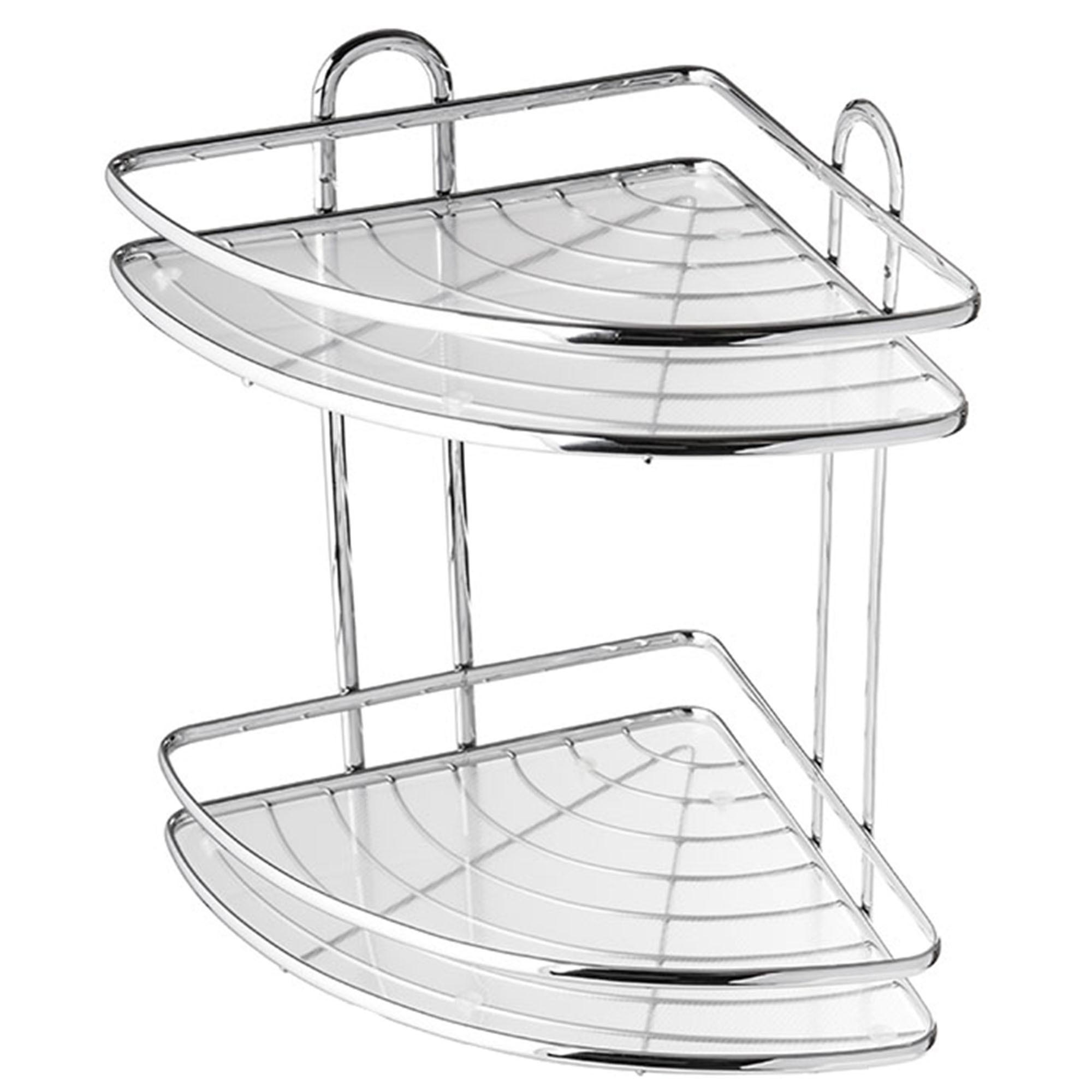 BADEZIMMER-ECKREGAL 2-stöckiges - Silberfarben, Metall (25/25cm) - KADAX