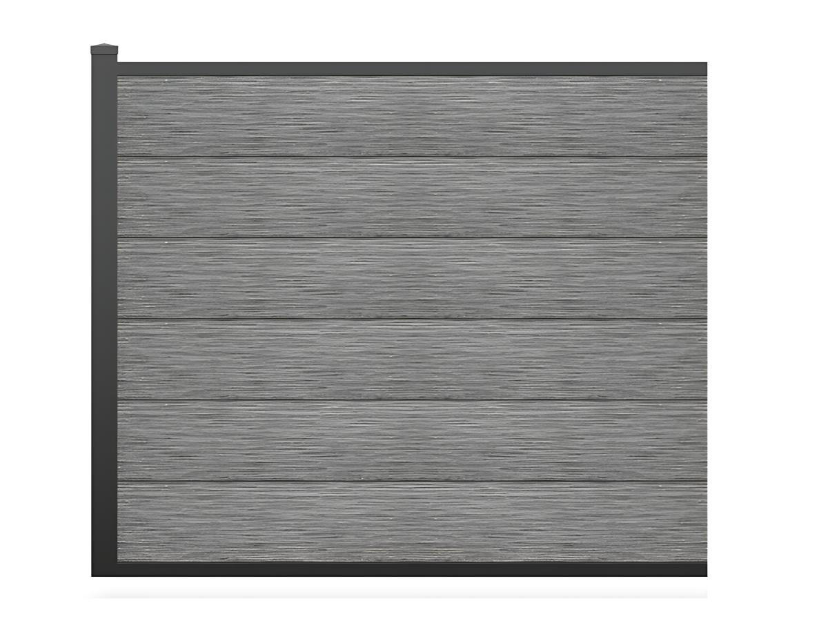 SICHTSCHUTZ zum Einsenken - H 156 cm - Set aus 6 Verbundstofflamellen + 1 Pfosten - Hellgrau - ENOLA - Hellgrau, Holzwerkstoff (2/156cm) - Vente-Unique