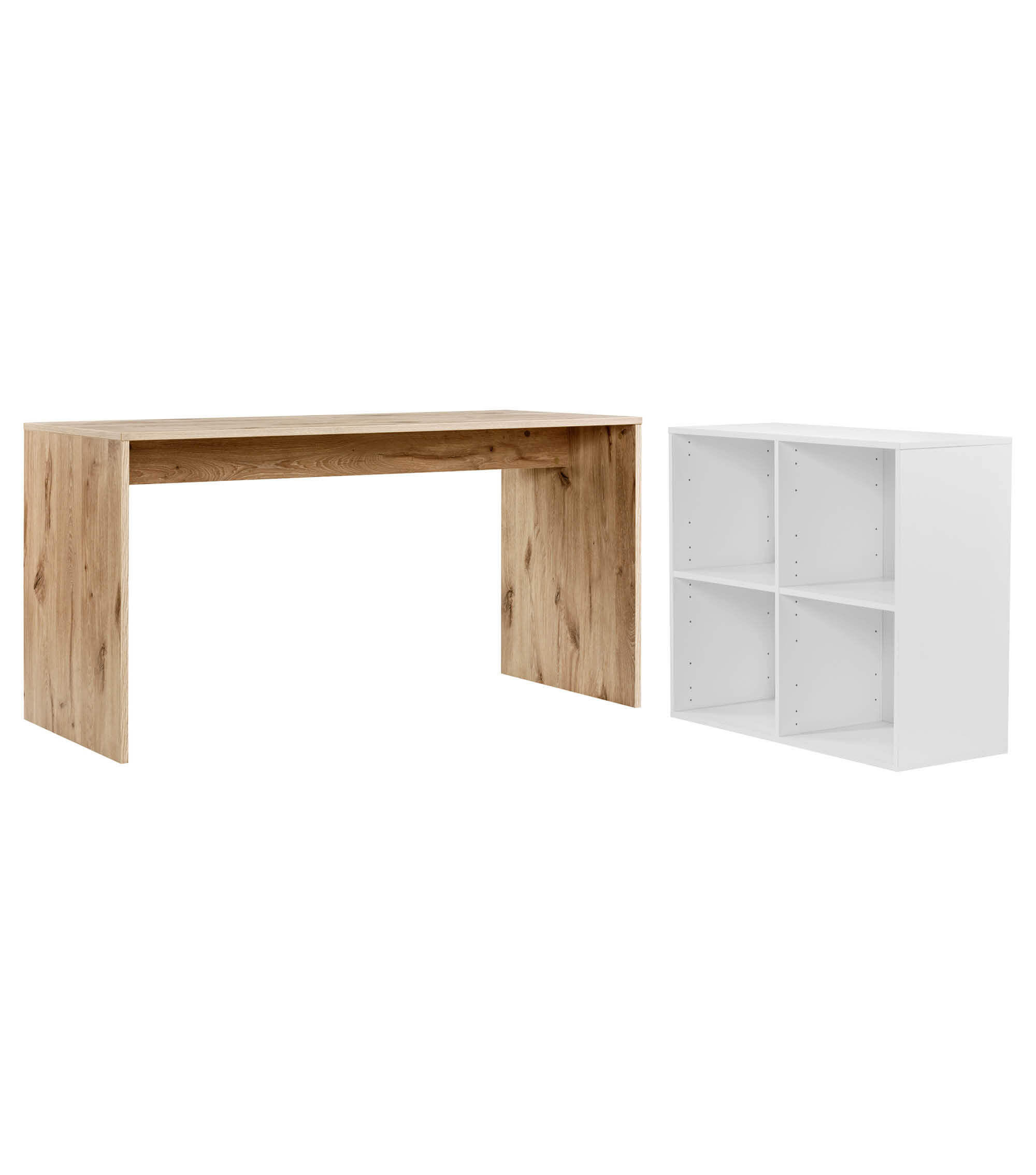 SCHREIBTISCH Der Produktive - Eichefarben/Weiß, Holzwerkstoff (65/145/77cm) - Mokebo