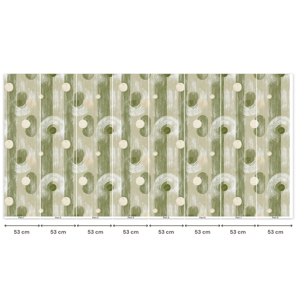 TAPETE - Künstlerisch - Modern - Grün - 450x220 cm - Olivgrün, Papier (450/220cm) - OnlyWow