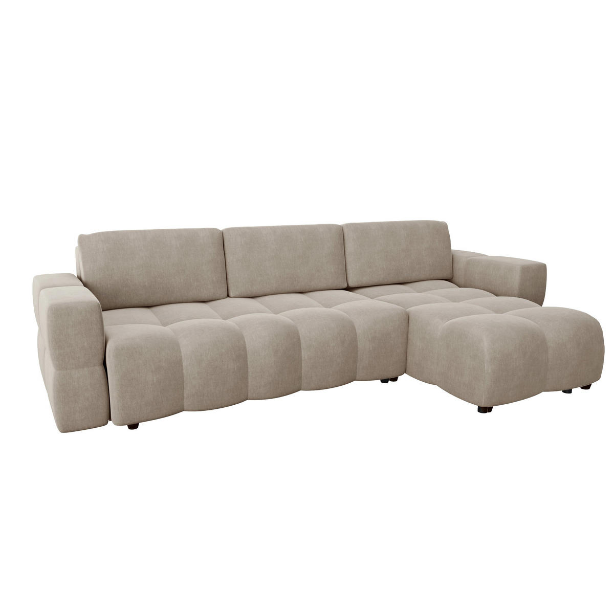ECKSOFA RECHTS Samt Taupe 286cm - Taupe, Textil (286/169cm) - Sia Home