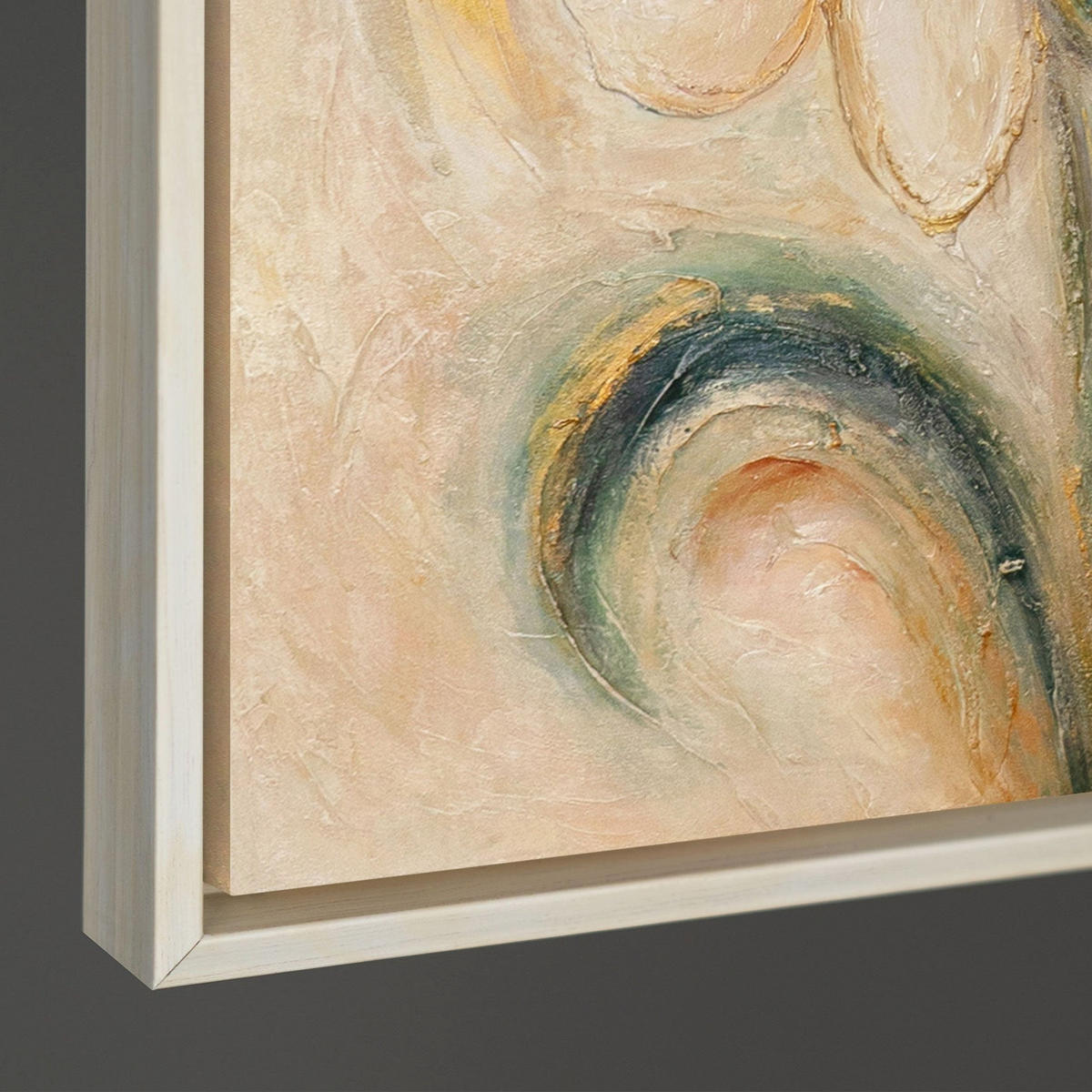 GEMÄLDE Blumige Energie Schattenfugenrahmen Beige 120x80 cm - Beige, Holz (120/80cm) - YS-art gallery
