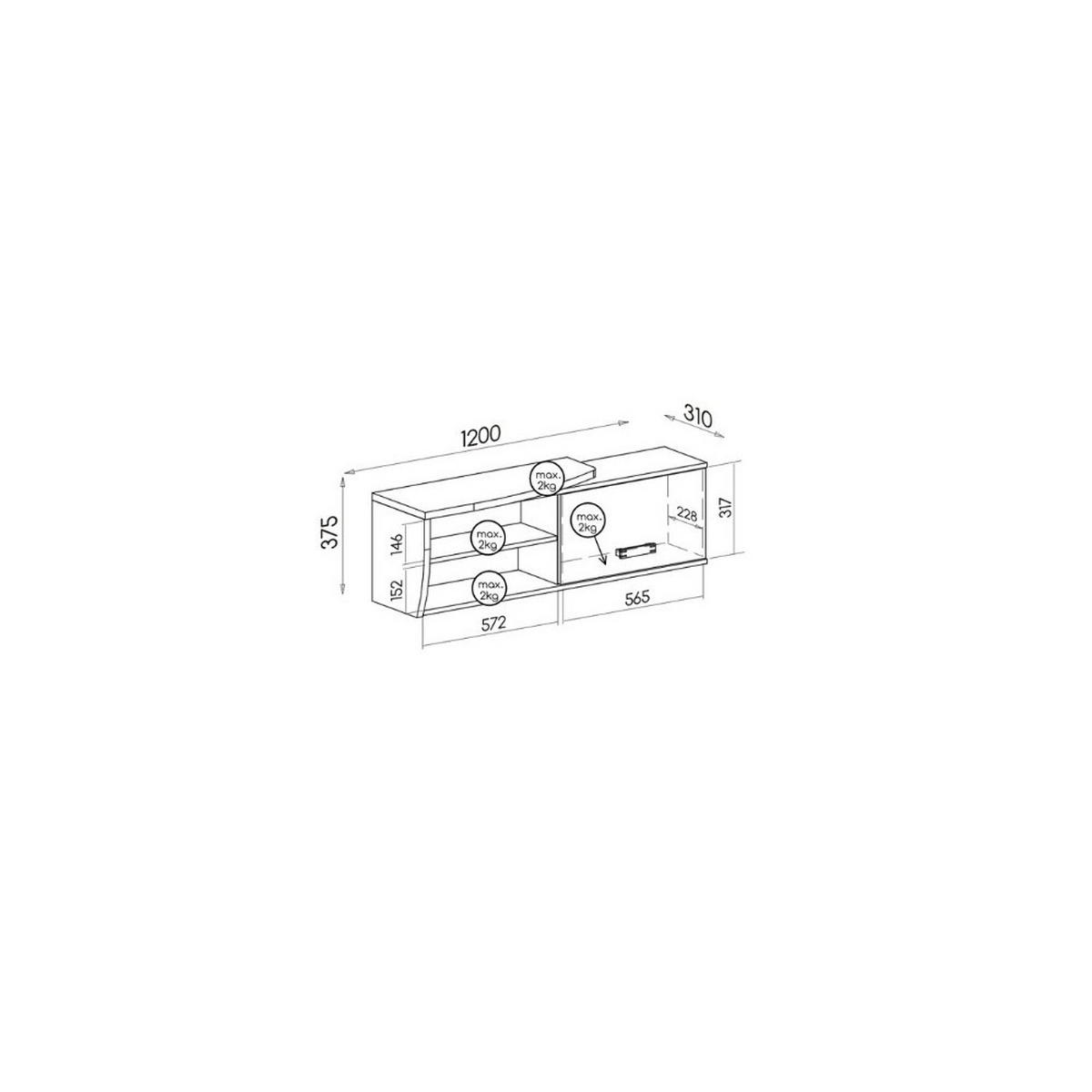 LOWBOARD PALMERO 120/37,5/31 cm, Braun - Eichefarben/Braun, Holzwerkstoff (120/37.5/31cm) - MASSENO